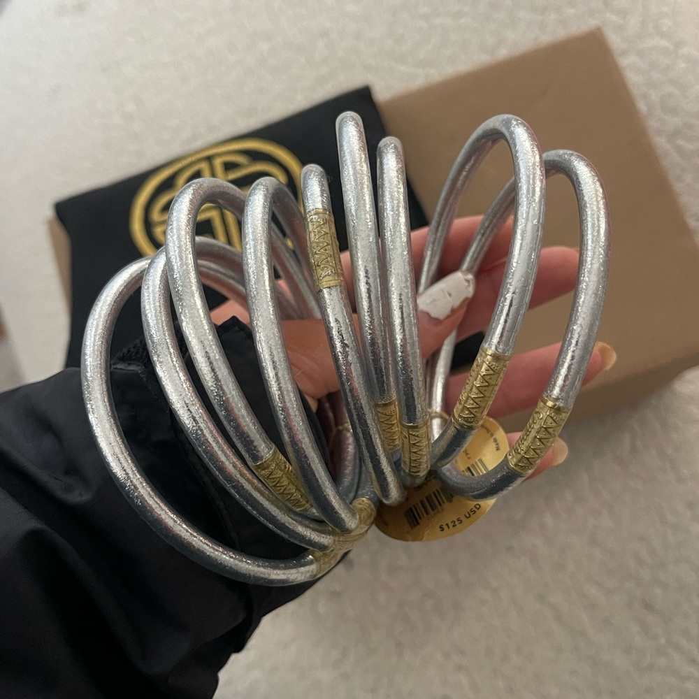 Elegant Silver and Gold Bangle Set
